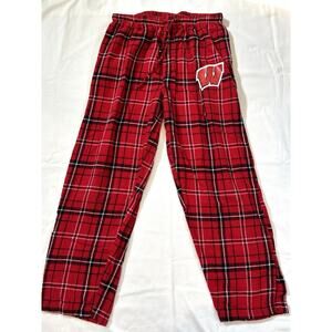 Wisconsin Badgers Flannel Pajama PJ Pants Men’s M Red Plaid NCAA Sleepwear Bucky